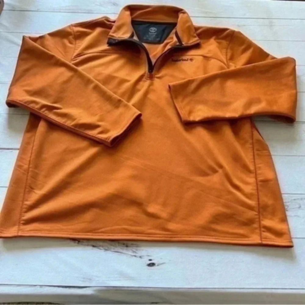 Timberland Mens 3XL 1/4 Zip Heavyweight Orange Sweatshirt Y2K